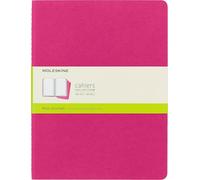 Moleskine Cahier Journal, Set 3 Notebooks with Plain Pages, Cardboard Cover with Visible Cotton Stiching, Colour Kinetic Pink, Extra Large 19 x 25 cm, 120 Pages