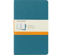 Moleskine Cahier Journal, Set 3 Notebooks with Ruled Pages, Cardboard Cover with Visible Cotton Stiching, Colour Brisk Blue, Large 13 x 21 cm, 80 Pages