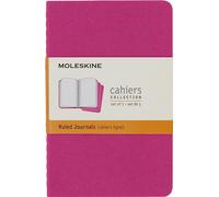 Moleskine – Cahier Journal (Set de 3) · Tapa cartón, cosido algodón visible, rosa cinética, bolsillo
