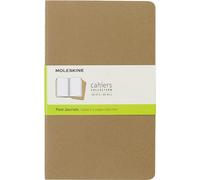 Moleskine Cahier Journal, Set de 3 Cuadernos con Páginas Blancas, Tapa de Cartón con Costura Vista en Algodón, Marrón, Large 13 x 21 cm