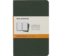Moleskine Cahier Journal, Set de 3 Cuadernos Rayados, Tapa de Cartón con Costura Vista en Algodón, Verde Mirto, 124 Páginas, Pocket 9 x 14 cm
