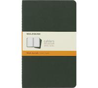 Moleskine Cahier Journal, Set de 3 Cuadernos Rayados, Tapa de Cartón con Costura Vista en Algodón, Verde Mirto, 80 Páginas, Large 13 x 21 cm