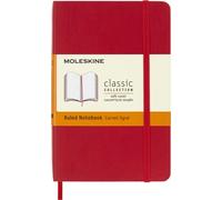 Moleskine Classic Notebook, Cuaderno Rayado, Tapa Blanda y Cierre Elástico, Tamaño Pocket 9 x 14 cm, Color Rojo Escarlata, 192 páginas