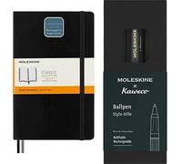 Moleskine Classic Notebook Expanded + Moleskine x Kaweco Bolígrafo Recargable, Cuaderno a Rayas con Tapa Blanda Negro 13x21, Bolígrafo Verde Recargable con Tinta Azul