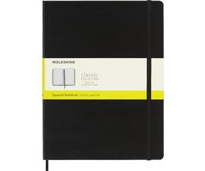 Moleskine - Cuaderno Clásico con Hojas Cuadriculadas, Tapa Dura y Cierre Elástico, Color Negro, Tamaño Extra Grande 19 x 25 cm, 192 Hojas