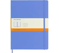 Moleskine - Cuaderno Clásico con Hojas de Rayas, Tapa Dura y Cierre con Goma Elástica, Tamaño XL 19 x 25 cm, Color Azul Hortensia, 192 Páginas