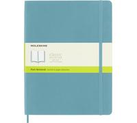 Moleskine - Cuaderno Clásico con Hojas Lisas, Tapa Blanda y Cierre Elástico, Color Azul Arrecife, Tamaño Extra Grande 19 x 25 cm, 192 Hojas