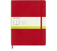 Moleskine - Cuaderno Clásico con Hojas Lisas, Tapa Blanda y Cierre Elástico, Color Rojo Escarlata, Tamaño Extra Grande 19 x 25 cm, 192 Hojas
