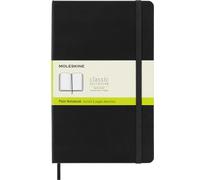 Moleskine - Cuaderno Clásico con Hojas Lisas, Tapa Dura y Cierre Elástico, Color Negro, Tamaño Grande 13 x 21 cm, 240 Hojas
