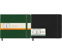 Moleskine - Cuaderno Clásico con Hojas Rayadas, Tapa Dura y Cierre Elástico, 13x21 cm, Verde Mirto, 240 Hojas + Agenda Semanal 2023-2024, 18 Meses, Tapa Dura, 13x21 cm, Negro