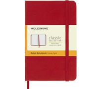 Moleskine - Cuaderno Clásico con Hojas Rayadas, Tapa Dura y Cierre Elástico, Color Rojo Escarlata, Tamaño Pequeño 9 x 14 cm, 192 Hojas