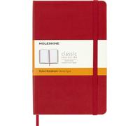Moleskine - Cuaderno Clásico con Hojas Rayadas, Tapa Dura y Cierre Elástico, Color Rojo Escarlata, Tamaño Medio 11.5 x 18 cm, 208 Hojas
