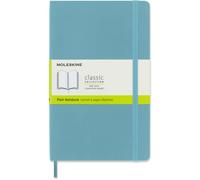 Moleskine - Cuaderno Clásico con Páginas Lisas, Tapa Blanda y Goma Elástica, Color Azul Arrecife, Tamaño Grande 13 x 21 cm, 192 Páginas