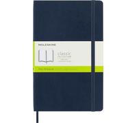 Moleskine - Cuaderno Clásico con Páginas Lisas, Tapa Blanda y Goma Elástica, Color Azul Zafiro, Tamaño Grande 13 x 21 cm, 192 Páginas