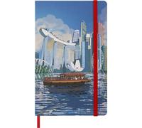 Moleskine Cuaderno de Rayas I Am Singapore, Tapa Dura de Tela y Cierre Elástico, Tamaño L 13 x 21 cm, Diseño Singapur