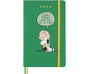 Moleskine Daily Planner Peanuts, Agenda Diaria 2026 de 12 Meses con Tapa Rígida, Cierre Elástico y Adhesivos Temáticos, Formato Grande 13 x 21 cm