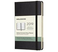 Moleskine DHB12WH2Y19 - Semanal 12m horizontal de bolsillo, tapa dura, color negro, 9x14 cm