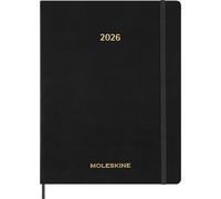 Moleskine Essential Planner 2025-2026, Agenda Semanal Vertical 15 Meses Con Horarios Diarios, Tapa Flexible, Color Negro, Formato XXL 23,5x28,14 cm