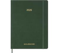 Moleskine Essential Planner 2025-2026, Agenda Semanal Vertical 15 Meses, Con Ranuras Horarias Diarias, Tapa Flexible, Color Verde Mirto, Formato XXL 23,5x28,14 cm