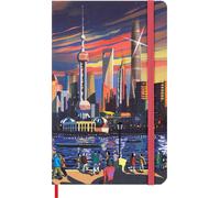 Moleskine I Am Shanghai Ruled Notebook, Hard Canvas Cover and Elastic Closure, L