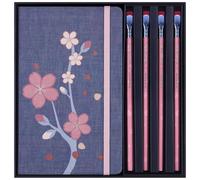 Moleskine Juego de Regalo Sakura, Set con 4 Lapices Blackwing Duros y Dos Cuadernos a Rayas y Liso, Tamaño Grande 13 x 21 cm, con Caja Regalo Reutilizable en Tela