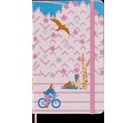 Moleskine Libreta de Edición Especial, Libreta Sakura, Diseño a Rayas y Tapa Dura de Tela, Grande 13 x 21 cm, Temática de Bicicletas y Color Rosa Oscuro