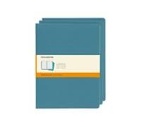 Moleskine Cahier Journal (juego de 3 cuadernos con páginas forradas, cubierta de cartón y bordado de algodón, extra grande de 19 x 25 cm, 120 páginas) Azul