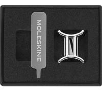 Moleskine Pin para Cuaderno o Agenda Géminis, Pin Símbolo del Zodiaco, Cierre Elástico Personalizable, Idea para Regalo, Color Plata