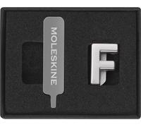 Moleskine Pin Para Cuaderno o Agenda, Letra F, Broche de Letras, Personaliza el Cierre con Elástico, Ideas de Regalo Personalizado, Color Plata