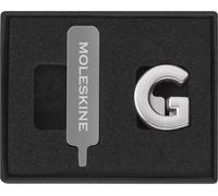 Moleskine Pin Para Cuaderno o Agenda, Letra G, Broche de Letras, Personaliza el Cierre con Elástico, Ideas de Regalo Personalizado, Color Plata