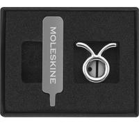 Moleskine Pin para Cuaderno o Agenda Tauro, Pin Símbolo del Zodiaco, Cierre Elástico Personalizable, Idea para Regalo, Color Plata