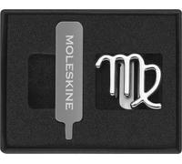 Moleskine Pin para Cuaderno o Agenda Virgo, Pin Símbolo del Zodiaco, Cierre Elástico Personalizable, Idea para Regalo, Color Plata