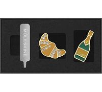 Moleskine Pins Tema Países,Set de Pins Croissant y Champagne, París, para Cuadernos y Agendas, Accesorio Decorativo e Idea de Regalo