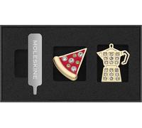Moleskine Pins Tema Países, Set de Pins Moka y Pizza, Italia, para Cuadernos y Agendas, Accesorio Decorativo e Idea de Regalo