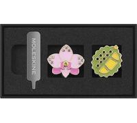 Moleskine Pins Tema Países, Set de Pins Orquídea y Fruta del Durian, Singapur, para Cuadernos y Agendas, Accesorios Decorativos e Idea de Regalo