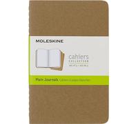 Moleskine S04940 Juego de 3 cuadernos con páginas en blanco, cubierta de cartón y bordado de algodón, 9x14 cm, Papel marrón