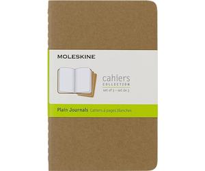 Moleskine S04940 Juego de 3 cuadernos con páginas en blanco, cubierta de cartón y bordado de algodón, 9x14 cm, Papel marrón