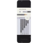 Moleskine Set de 5 Lápices de Dibujo en Grafito, Grados Diferentes, Negro y Gris