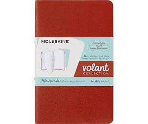 Moleskine Volant Journal, Set de 2 Cuadernos con Páginas Rayadas Desprendibles, Tapa Blanda, Colores Naranja Coral y Azul Aguamarina, Pocket 9 x 14 cm, 124 Páginas