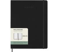 Moleskine Weekly Planner 2024-2025, Agenda Semanal 18 Meses 2025 con Espacio para Notas, con Tapa Dura y Cierre Elástico, Formato XL 19 x 25 cm, Color Negro