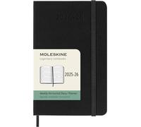 Moleskine Weekly Planner 2025-2026, Agenda Semanal 18 Meses, Agenda Horizontal Con Tapa Dura y Cierre Elástico, Formato Pocket 9 x 14 cm, Color Negro