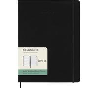 Moleskine Weekly Planner 2025-2026, Agenda Semanal 18 Meses Con Espacio para Notas, Tapa Dura y Cierre Elástico, Formato XL 19 x 25 cm, Color Negro