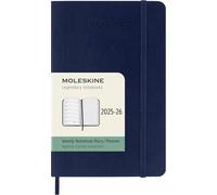 Moleskine Weekly Planner 2025-2026, Agenda Semanal 18 Meses Con Espacio para Notas, Tapa Suave y Cierre Elástico, Formato Pocket 9 x 14 cm, Color Azul Zafiro