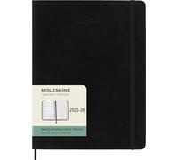 Moleskine Weekly Planner 2025-2026, Agenda Semanal 18 Meses Con Espacio para Notas, Tapa Suave y Cierre Elástico, Formato XL 19 x 25 cm, Color Negro