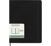 Moleskine Agenda semanal 2026 — 12 meses, tapa blanda y cierre elástico, XL 19x25 negro