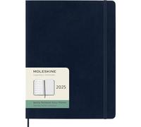 Moleskine Weekly Planner, Agenda Semanal con Espacio para Notas 12 Meses 2025, Tapa Blanda y Cierre Elástico, Color Azul Zafiro, Formato Extra Grande 19x25 cm