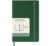 Moleskine Weekly Planner, Agenda Semanal con Espacio Para Notas 12 Meses 2025, Tapa Dura y Cierre Elástico, Color Verde Mirto, Formato Bolsillo 9x14 cm