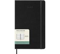Moleskine Weekly Planner, Agenda Semanal Vertical 12 Meses 2025, Tapa Dura y Cierre Elástico, Color Negro, Formato Grande 13 x21 cm