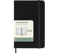 Moleskine Weekly Planner, Agenda Semanal Vertical 2026 12 Meses, Tapa Dura y Cierre Elástico, Color Negro, Formato Pocket 9x14 cm
