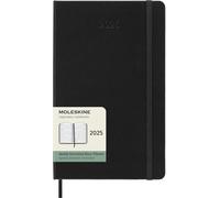 Moleskine Weekly Planner, Agenda Semanal Horizontal 12 Meses 2025, Tapa Dura y Cierre Elástico, Color Negro, Formato Grande 13x21 cm